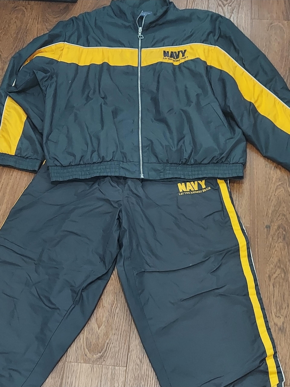 Navy let the journey begin jacket and pants 100% polyester size XXL